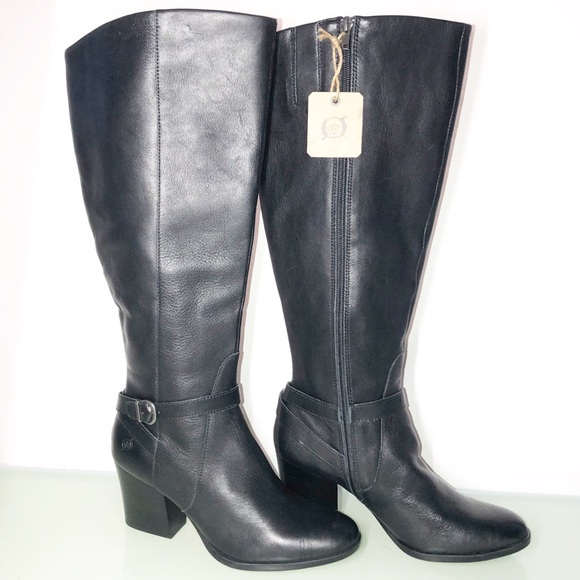 Born Black Leather Tall Riding Boots Buckles NWOB - Picture 6 of 13